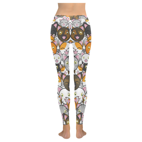 Funny Cats All Over Women's Low Rise Leggings (Invisible Stitch) (Model L05)
