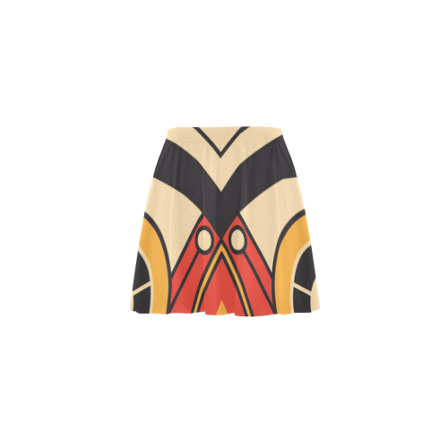 Geo Aztec Bull Tribal Mini Skating Skirt (Model D36)