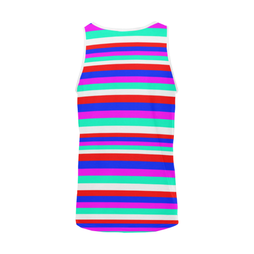 Colored Stripes - Fire Red Royal Blue Pink Mint Wh Men's All Over Print Tank Top (Model T57)