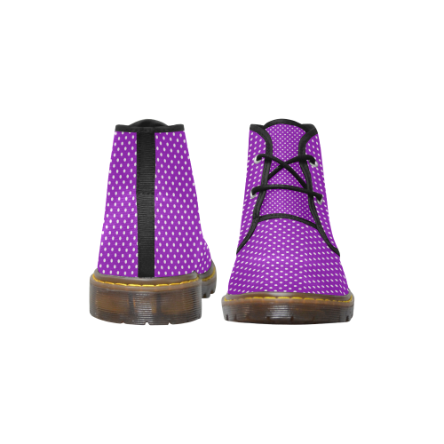 Lavander polka dots Women's Canvas Chukka Boots/Large Size (Model 2402-1)