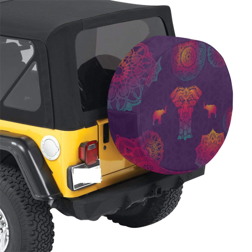 Colorful Elephant Mandala 34 Inch Spare Tire Cover