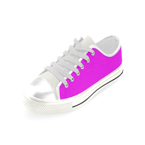 color fuchsia / magenta Low Top Canvas Shoes for Kid (Model 018)