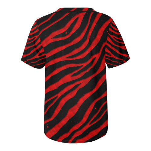 Ripped SpaceTime Stripes - Red All Over Print Baseball Jersey for Men (Model T50)