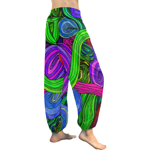 Psychedelic Lines Green Women's All Over Print Harem Pants (Model L18)