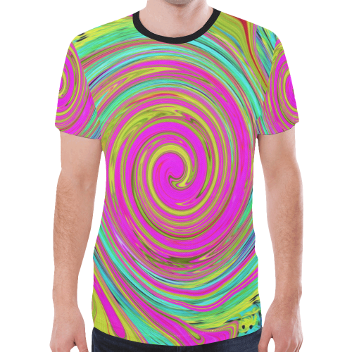 Groovy Abstract Pink Swirl New All Over Print T-shirt for Men/Large Size (Model T45)