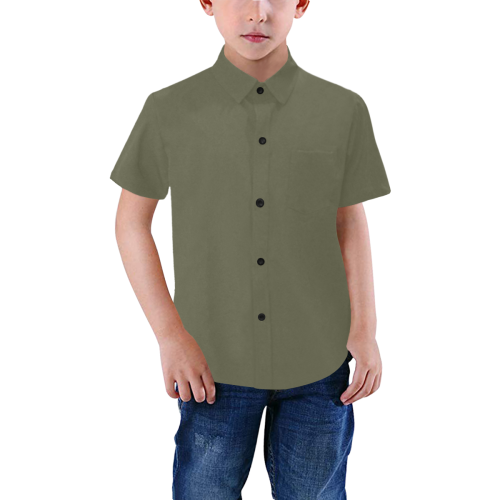 Color Solid Terrarium Moss Boys' All Over Print Short Sleeve Shirt (Model T59)