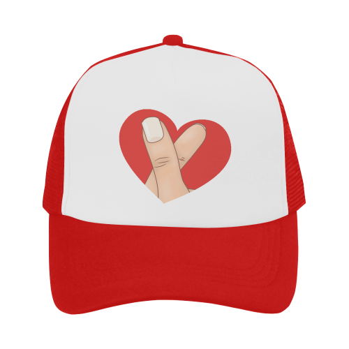 Red Heart Fingers / Red Trucker Hat