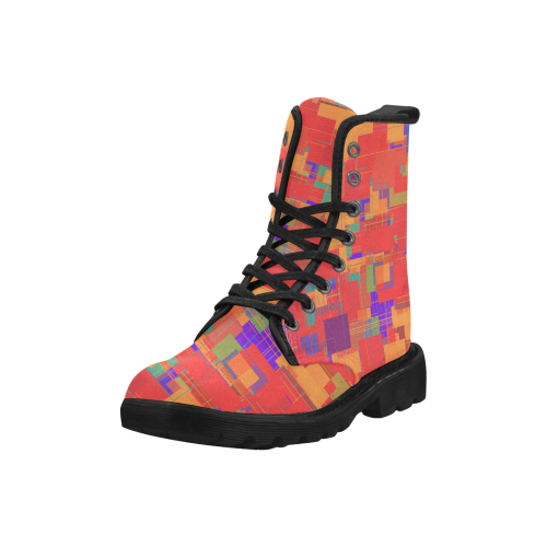 Random Shapes Abstract Pattern Martin Boots for Women (Black) (Model 1203H)