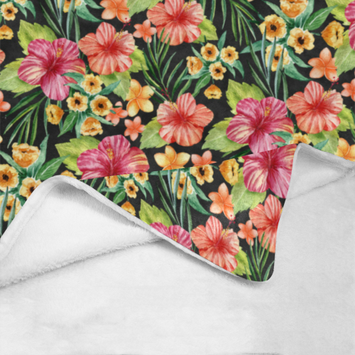 Tropical Flowers Ultra-Soft Micro Fleece Blanket 60"x80"
