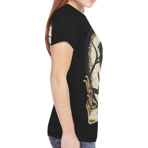 Dark Gothic Raven - EAP Nevermore Vintage Frame 1 New All Over Print T-shirt for Women (Model T45)