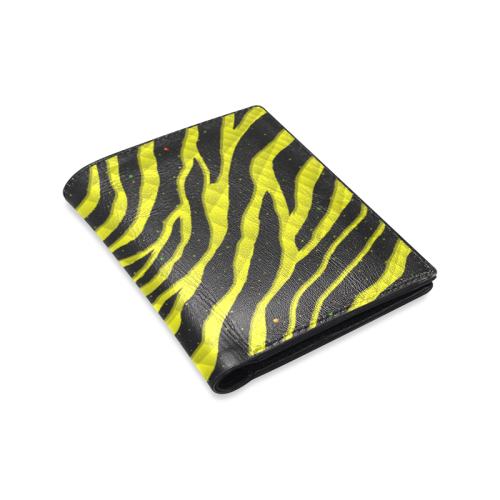 Ripped SpaceTime Stripes - Yellow Men's Leather Wallet (Model 1612)