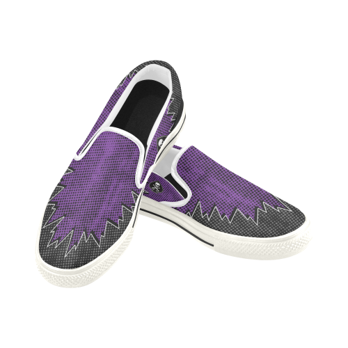 PURP | WHT Men's Unusual Slip-on Canvas Shoes (Model 019)