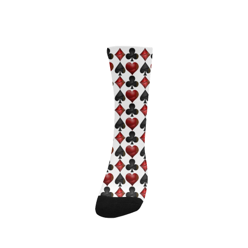Las Vegas Black and Red Casino Poker Card Shapes Custom Socks for Women