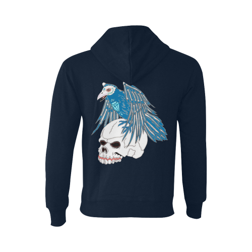Raven Sugar Skull Dark Blue Oceanus Hoodie Sweatshirt (NEW) (Model H03)