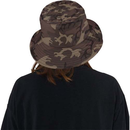 Camo Red Brown All Over Print Bucket Hat