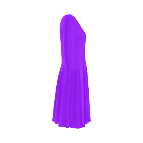 color electric violet Elbow Sleeve Ice Skater Dress (D20)