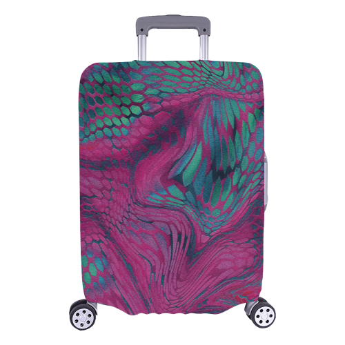 asia dragon reptile scales rainbow colored pattern camouflage in purple, bluish green and blue Luggage Cover/Large 26"-28"