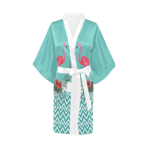 Retro Flamingo Chevron Kimono Robe