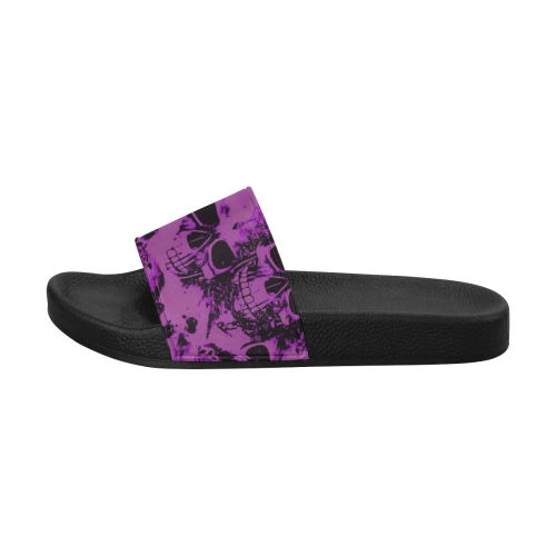 cloudy Skulls black purple by JamColors Women's Slide Sandals (Model 057)