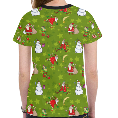 Funny Christmas Santa Claus Snowman Pattern New All Over Print T-shirt for Women (Model T45)