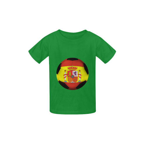 Sports Spain Spanish Flag Soccer Ball Green Kid's  Classic T-shirt (Model T22)