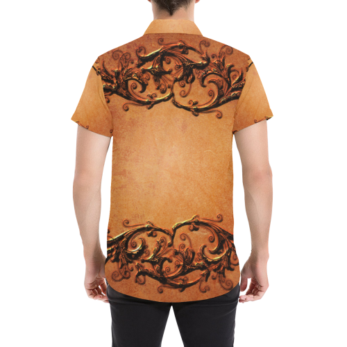 Decorative vintage design and floral elements Men's All Over Print Short Sleeve Shirt (Model T53)
