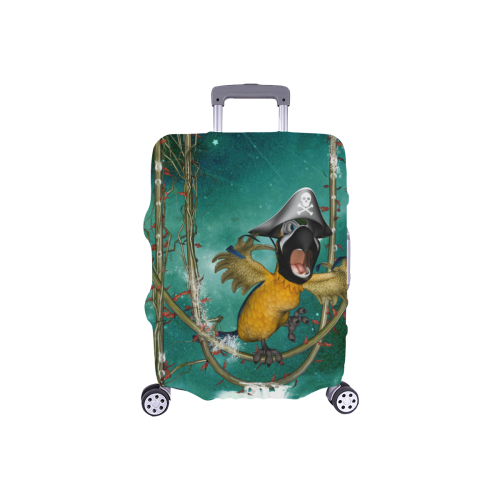 Funny pirate parrot Luggage Cover/Small 18"-21"