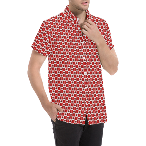 Canadian Flag Shirts Plus Size Men's All Over Print Short Sleeve Shirt/Large Size (Model T53)