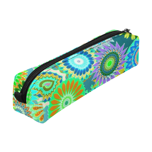 Funky flowers green Pencil Pouch/Small (Model 1681)