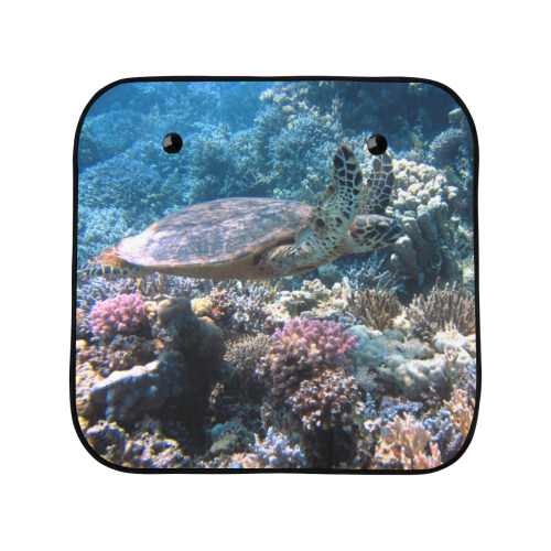 Under The Water - Corals And Sea Turtle Car Sun Shade 28"x28"x2pcs