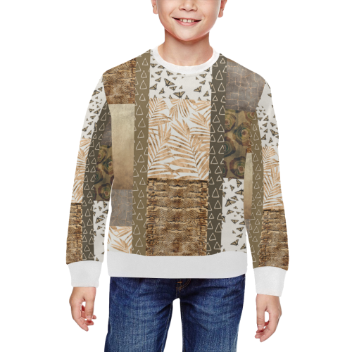 Golden Butterfly Python Mix All Over Print Crewneck Sweatshirt for Kids (Model H29)