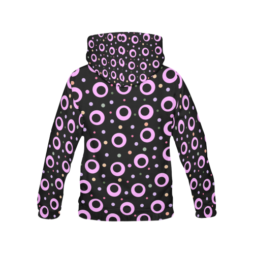 POINTS PINK ON BLACK All Over Print Hoodie for Women (USA Size) (Model H13)