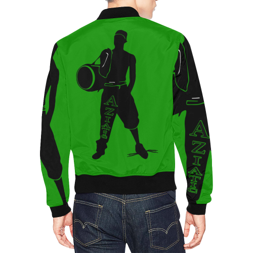 Aziatic Green & Black All Over Print Bomber Jacket for Men (Model H19)
