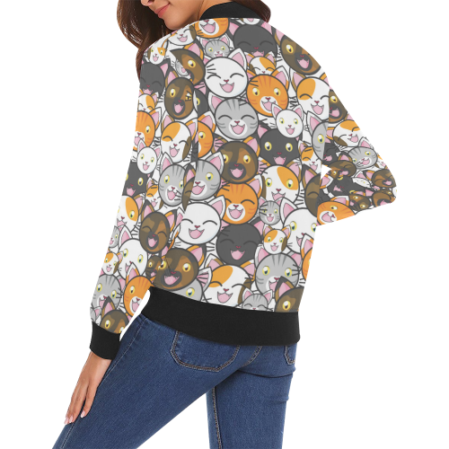 Funny Cats All Over All Over Print Bomber Jacket for Women (Model H19)