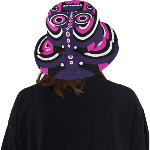 Pink Purple Tiki Tribal All Over Print Bucket Hat