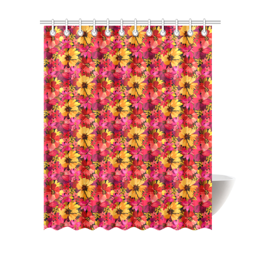 Flower Pattern Shower Curtain 69"x84"