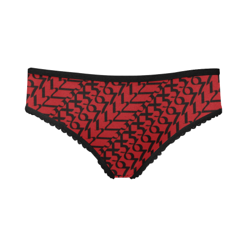 NUMBERS Collection 1234567 Cherry Red/Black Women's All Over Print Girl Briefs (Model L14)