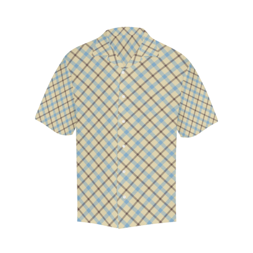 Plaid 2 plain tartan white buttons Hawaiian Shirt (Model T58)