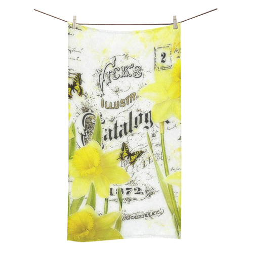 vintage daffodils Bath Towel 30"x56"