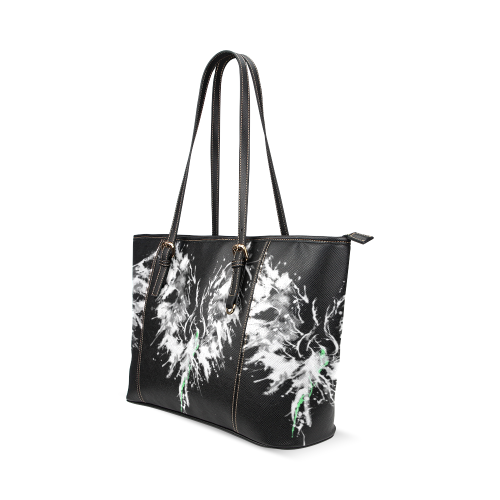 Phoenix - Abstract Painting Bird White 1 Leather Tote Bag/Small (Model 1640)
