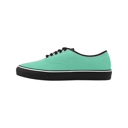 color medium aquamarine Classic Men's Canvas Low Top Shoes (Model E001-4)