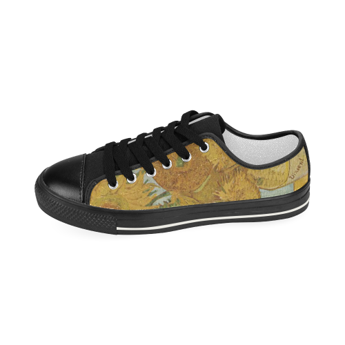 Black Vincent Van Gogh's Sunflower Shoes Women's Classic Canvas Shoes (Model 018)