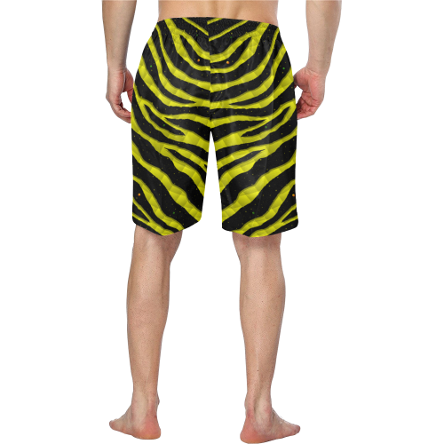 Ripped SpaceTime Stripes - Yellow Men's Swim Trunk/Large Size (Model L21)