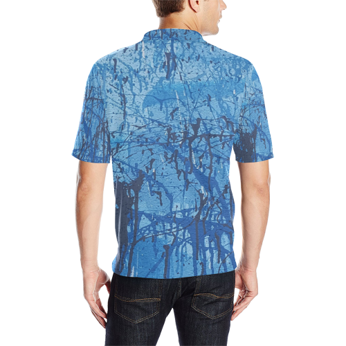 Blue splatters Men's All Over Print Polo Shirt (Model T55)