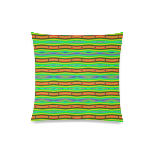 Bright Green Orange Stripes Pattern Abstract Custom Zippered Pillow Case 20"x20"(One Side)