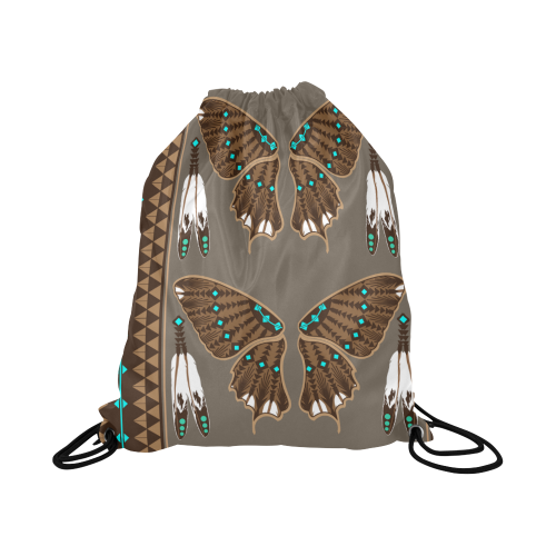 Butterfly wings Brown Large Drawstring Bag Model 1604 (Twin Sides)  16.5"(W) * 19.3"(H)