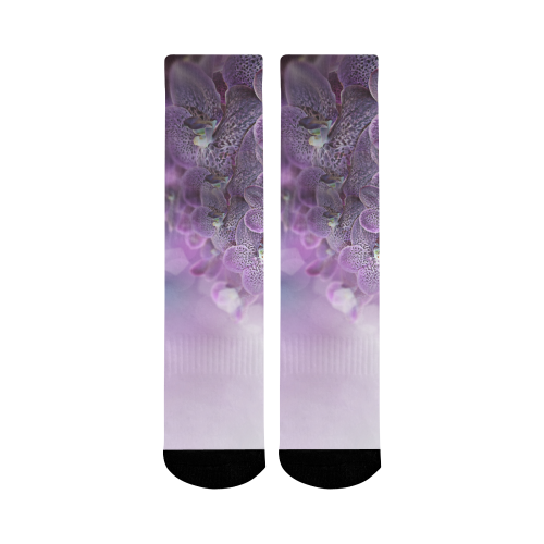violet-orchids Mid-Calf Socks (Black Sole)