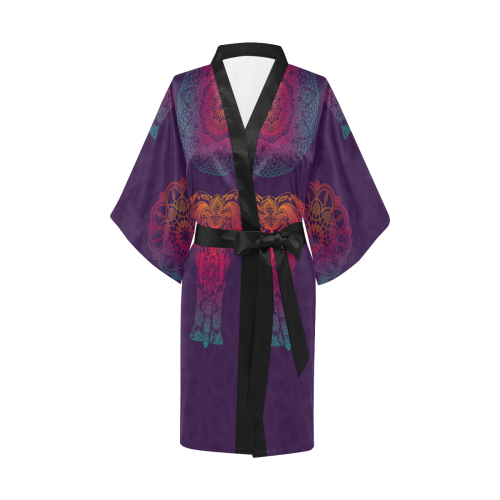 Colorful Elephant Mandala Kimono Robe