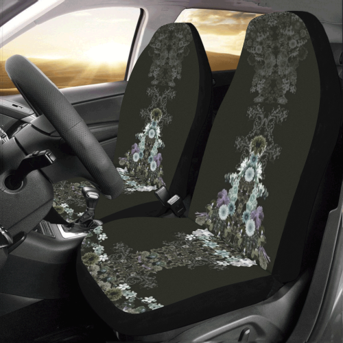 floral-dark grey Car Seat Covers (Set of 2)