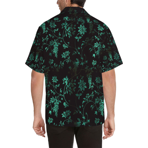 Gothic Black and Turquoise Pattern Hawaiian Shirt (Model T58)